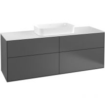 Villeroy & Boch Waschtischunterschrank Finion – 4 Auszüge – Wandhängend – Abdeckplatte aus Glas – LED-Beleuchtung – 1600 x 603 x 501 mm
