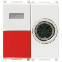 Vimar – Rufknopf für Rufsysteme mit 7-poliger DIN-Buchse, rotem und weißem Kontrolllicht – 2 Module
