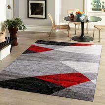 VIMODA Moderno Soggiorno Tappeto Disegno Geometrico Erica in Marrone Beige - Öko-Tex Certificato - Rosso, 80 cm x 150 cm