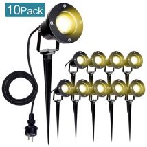 10X led Gartenstrahler Gartenleuchte Warmweiss led Gartenbeleuchtung IP65 4W GU10 Mit Erdspiess Stecker Aussen Wiese für Aussen,Garten,Wiese - Vingo