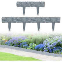 Swanew 10 piezas Bordura de jardín de plástico efecto piedra 2.5 m Gris