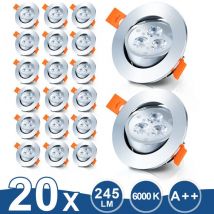 Vingo - swanew 20er led Einbaustrahler Deckeneinbauleuchte Set Einbauleuchte Deckenleuchte Einbauspot Deckenspot IP20 245LM Strahler Kaltweiß 3W