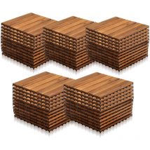 Vingo - swanew 55x Dalles de terrasse en bois d'acacia Mosaïque 30x30cm Dalle clipsable 5m² balcon jardin