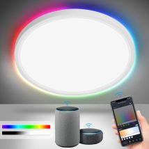 Vingo - swanew 24W Smart led Deckenleuchte für Wohnzimmer mit rgb, Stimmenkontrolle, wlan - dimmbar, flach