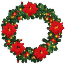 Vingo - 270cm Weihnachtsgirlande 50 led Lichterkette Girlande Tannengirlande Weihnachtsdeko Rot - Rot