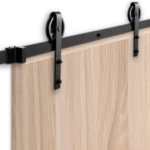2M Riel Elevador Clásico para Puerta de Granero Kit Sistema de Puerta Corredera Negro Kit de Polea Rueda Grande - Vingo