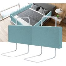 Barrière de lit réglable en hauteur 120 cm Anti-chute Tube en acier réglable de 40 à 60 cm Pour lit d'enfant lit de parent Vert marin