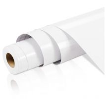 2x Papier adhésif pour meubles 61cm x500 cm papier peint auto-adhésif film auto-adhésif étanche pour comptoirs de cuisine salle de bain-blanc