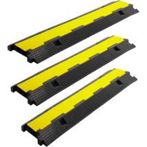 Vingo - 3 pièces Rampe Protection Câble sol 2 canaux canal de câble tuyau caoutchouc 100cm canal de sol