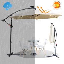 Parasol avec led, parasol de jardin avec 6 baleines, parasol de marché inclinable, parasol de terrasse pour le jardin 300cm Beige