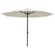 Parasol avec led 350 cm Parasol de plage Parasol de marché Parasol de jardin Parasol de terrasse Rond UV30+, Beige