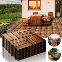 Einfeben - vingo 3m² Holzfliesen Mosaik Akazienholz Fliese 33 Stück 30x30 cm Balkonfliesen Gartenfliesen Terrassenfliesen für Garten Terrasse Balkon