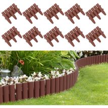 40 pièces Bordure de pelouse aspect bois Bordure de tonte bordure de parterre plastique pour jardin, prairie 11.2m Marron - Vingo
