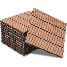 Vingo - 44x Dalles de jardin clipsables en bois composite wpc brun 30 x 30cm Type mosaïque Revêtement de sol extérieur