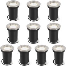 VINGO 10x 3W Lumières enterrées Pivotant lampe de paysage enterré à LED Blanc neutre - Argent Boîtier, éclairage extérieur