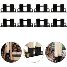 Swanew 8x Aide à l'empilage du bois acier enduit, noir, abri en bois bricolage pour bois équarri, stockage du bois 8 pièces