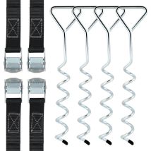 Ancoraggi a spirale Cinghie di serraggio Kit di ancoraggio di resistenza Fissaggi in acciaio inox per trampolino Safety,set da 4 - Vingo