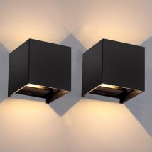 Vingo - swanew Applique murale led IP65 Extérieur Chambre à coucher Moderne Lampe Up Down Lampe 7W Noir Blanc Chaud 2 pièces