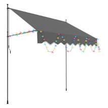 Auvent manuel avec led Auvent rétractable sans perçage 250x120cm Gris - Vingo
