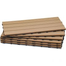 Swanew Baldosas de madera de wpc 6x baldosas de terraza de 60 x 30 x 2,2 cm cada una, teca, baldosas de clic de wpc de 1m², baldosas de balcón