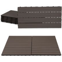 Swanew Baldosas para terraza de wpc de 60x30 cm, baldosas para balcón de 2 m2, baldosas de clic, marrón oscuro, 12 piezas
