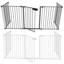 Barrière Pare feu avec portillon, Barriere de securite enfant-Animaux, pliable, longueur totale 310 cm,Noir - Vingo