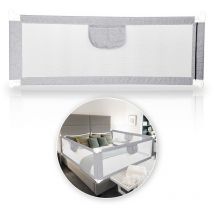 Barrière de Lit pour Enfant 2 mètre(s) Barrière de Sécurité de Lit d'Enfant Polyester Gris Matériau: Tissu en nylon Plastique - Vingo