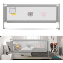 VINGO Bettgitter Rausfallschutz Bett 150cm Baby Bettschutzgitter mit Höhenverstellbar Kinderbettgitter für Kinderbetten, Elternbetten - Grau 150cm