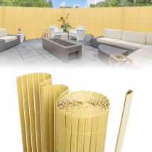 SWANEW Canisse de PVC, Pantalla de jardín, Piscinas, Valla de PVC resistente a los rayos UV, Bambú 100 x 400cm