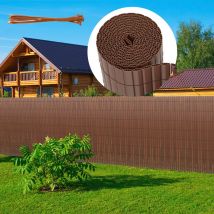 Canisse en pvc double face,90% d'occultation,Marron,H.160 cm x L.400 cm - Vingo