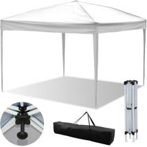 Swanew Carpa de fiesta plegable Pérgola de jardín Protección uv para jardín, camping Sin paneles laterales 3x3m Blanco