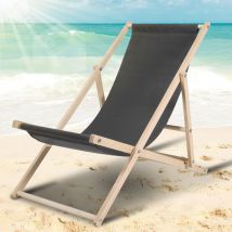 Vingo - Chaise Longue Chilienne Pliable Terrasse Bois Chaise Longue Relax Pliable Gris