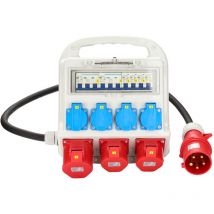 VINGO Coffret De Chantier Prise Industrielle 2 x CEE 16A 400V+1 x CEE 32A 400V+4 x 230V IP44 5 Pôles Avec câble Pour Les Chantiers De Construction