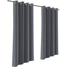 Vingo - swanew Cortina de exterior Blackout cortina con ojales Opaca Jardín Patio Balcón 132 x 244cm Gris oscuro 1 Panel