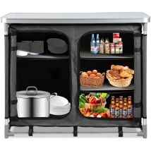 Cuisine d'Extérieur 97x78x50cm, Meuble Camping de Rangement, Cuisine de Camping en aluminium - Vingo