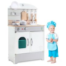 Cuisine pour enfants Kit de cuisine blanc laine Outdoor Cuisine jouet avec four, réfrigérateur, micro-ondes, évier et cuisinière - Vingo