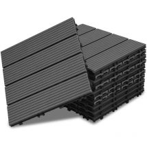VINGO Dalle de terrasse Dalles en bois composite WPC 30 x 30 cm Dalles clipsables jardin extérieur 33x anthracite
