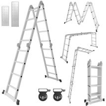 Einfeben Echelle pliante 4x4 470cm Echelle multifonctionnelle Echelle télescopique domestique Echelle en Alu