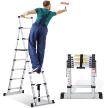 Echelle Télescopique 2.0m+2.3m jusqu'à 150 kg Escabeau stable en aluminium Avec fléau de balance charge max. 150 kg - Vingo