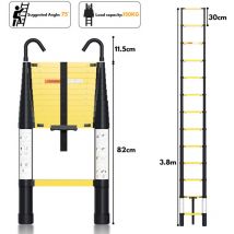 Vingo - Echelle Télescopique 3,8 m jusqu'à 150 kg Escabeau stable en aluminium Multi-Fonction Avec bouton de retrait on