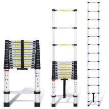 Echelle telescopique Échelle à rallonge légère en aluminium, échelle inclinée antidérapante, 4,4 m, argent échelle à rallonge extensible - Vingo