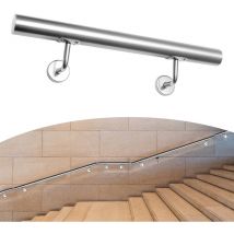 Wolketon - vingo Main courante en acier inoxydable Rampe d'escalier Support mural Dispositif de fixation Escaliers Acier affiné 50cm