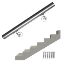 Vingo Main courante en acier inoxydable Rampe d'escalier Support mural Dispositif de fixation Escaliers Acier affiné 160cm