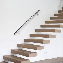 Wolketon - vingo Main courante, inox rampe d'escalier rond, intérieur & extérieur ø 42 mm, support mural, argenté 100cm