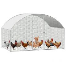 Enclos poulailler Acier galvanisé avec parc grillagé avec serrure espace couvert Poulailler pour petits animaux 3 x 2 x 2 m 6m²dôme - Vingo