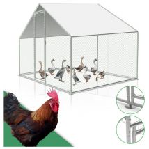 Vingo - Enclos poulailler Enclos extérieur Acier galvanisé avec grillagé und Auvent cage pour animaux Poulailler pour lapin 3 x 2 x 2 m