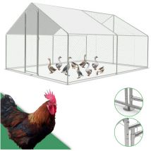 Vingo - Enclos poulailler Enclos extérieur Acier galvanisé avec grillagé und Auvent cage pour animaux Poulailler pour lapin 3 x 4 x 2 m