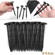 SWANEW Estacas Ancla de tierra 1000 piezas Clavo de tierra Vellón de tierra Vellón de jardinería Plástico negro 160x5mm