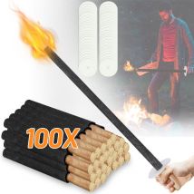 Swanew Fackeln Gartenfackeln Fackelfeuer Hochwertige Garten-Fackeln Profi Wachsfackeln Deko 90 Min 100x