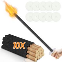 Swanew Fackeln Gartenfackeln Fackelfeuer Hochwertige Garten-Fackeln Profi Wachsfackeln Deko 90 Min 10x